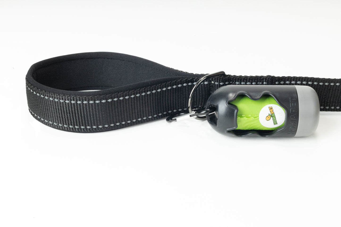 Black Flat Nylon Dog Leash