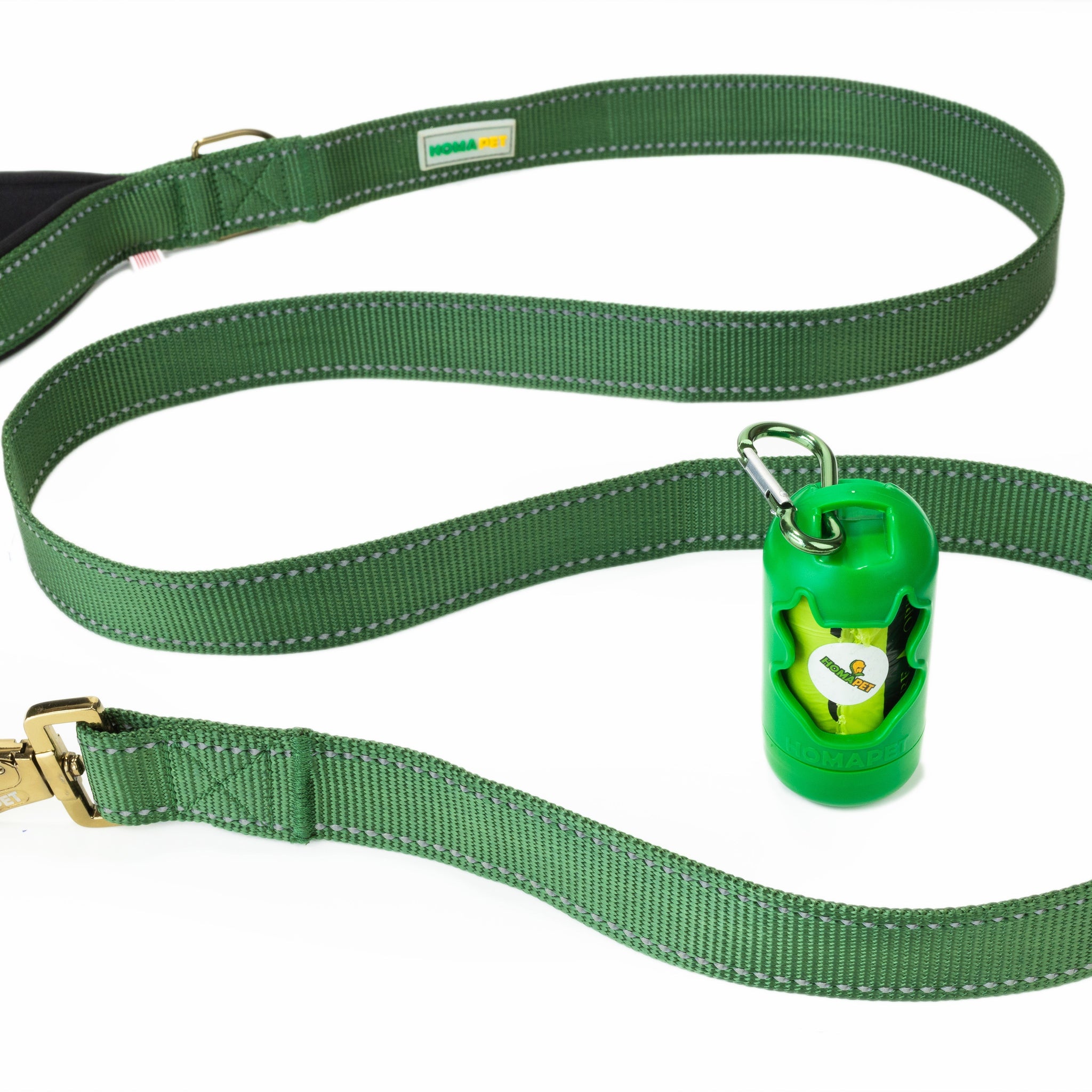 Olive Green Flat Nylon Dog Leash