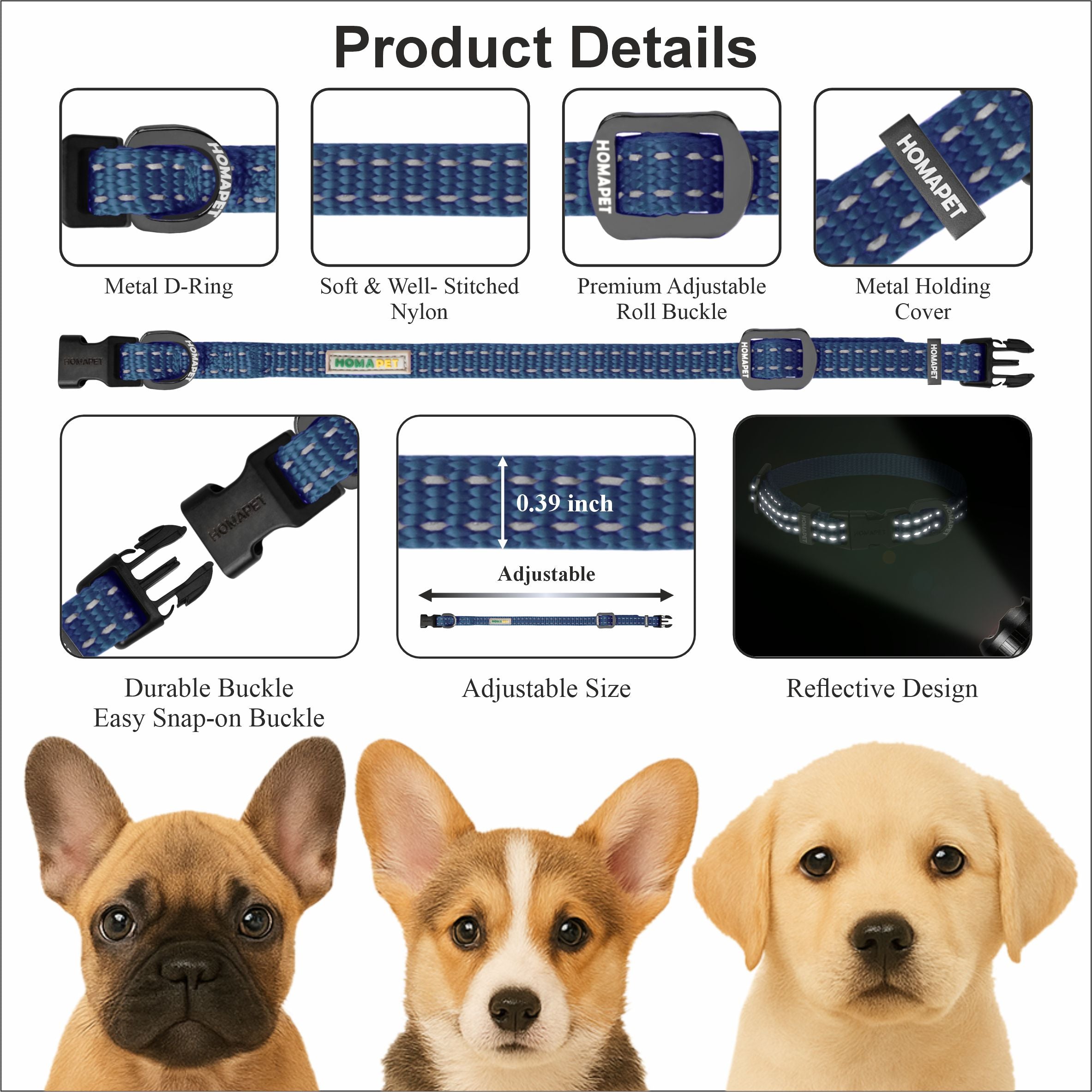 Sodalite Blue Nylon Dog Collar XS